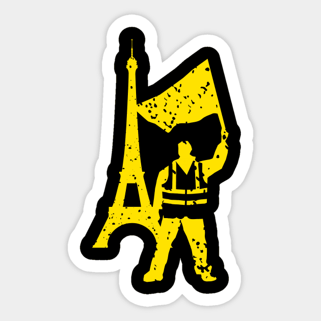 Yellow Vest Protester with Eiffel Tower Sticker by jazzworldquest